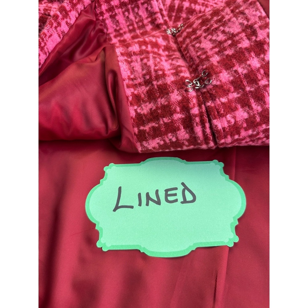 On 34th Womens 22W Tweed Blazer Pink Red Plaid Cropped Jacket Preppy Chic Plus - Picture 8 of 15